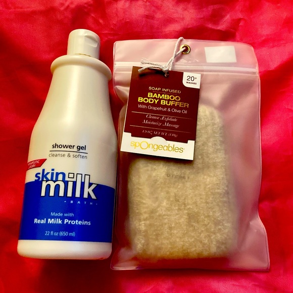 Skin Milk Bath & Body No Self Care No Swag Nwt 2 Piece Shower Set